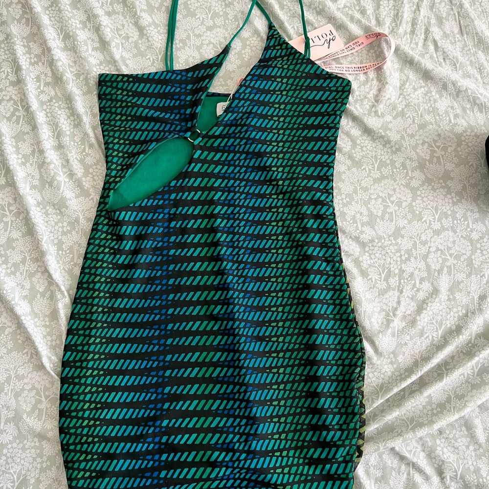 Green and Black Striped Dress